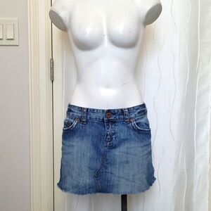 American Eagle Micro Mini Raw Hem Denim Skirt